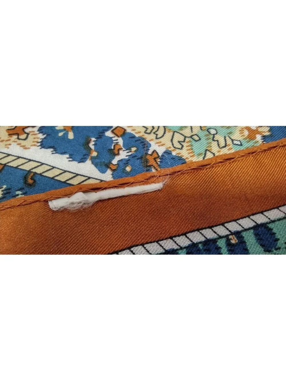 Vintage 60s 1970s Boho Scarf Wild Paisley Brown Blue Silk Blend 21 x 21 about